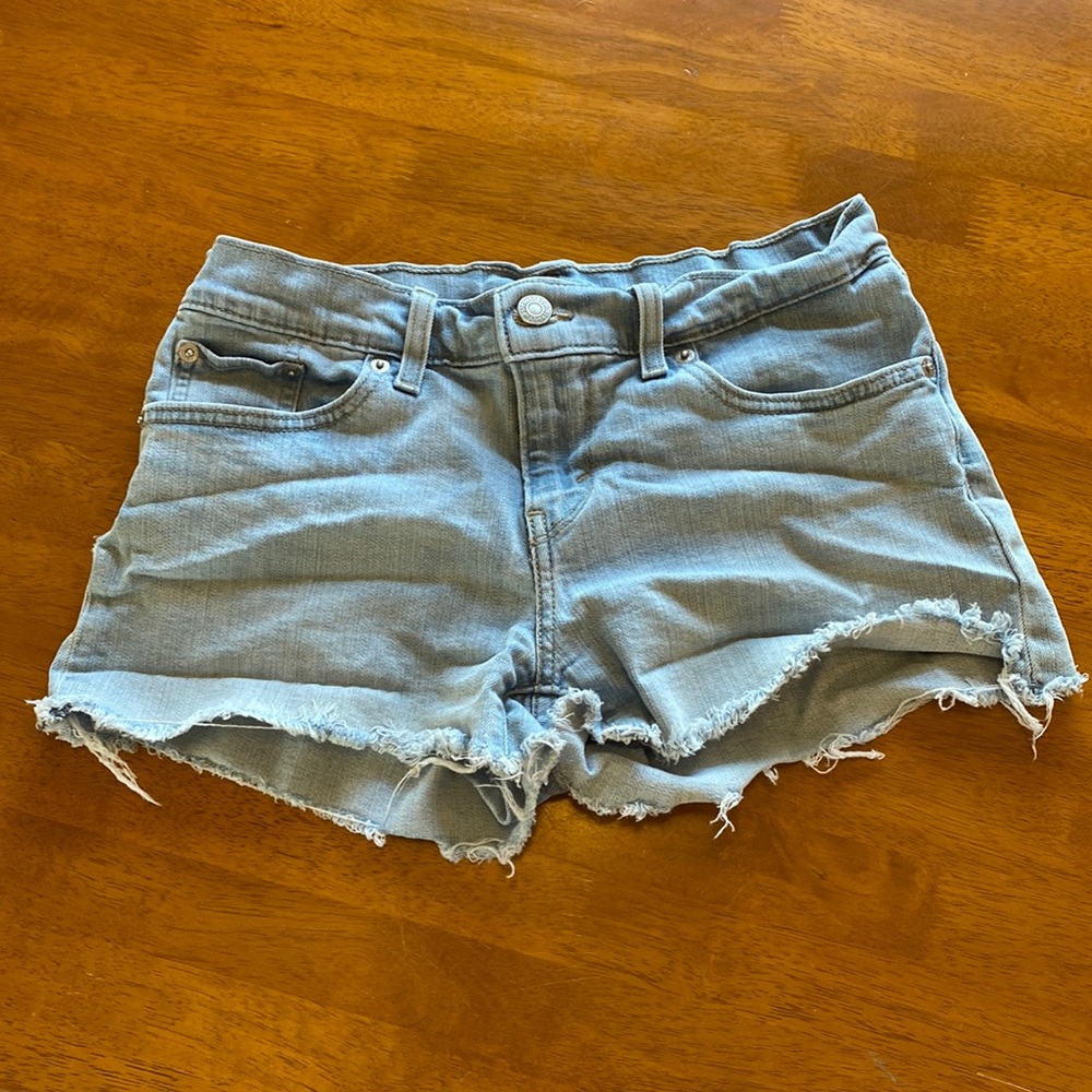 Levi’s Blue Cutoff Jean Shorts Raw Hem 28 EUC